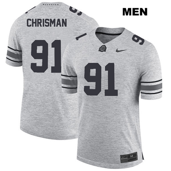 Ohio State Buckeyes Men's Drue Chrisman #91 Gray Authentic Nike College NCAA Stitched Football Jersey PG19P82CN